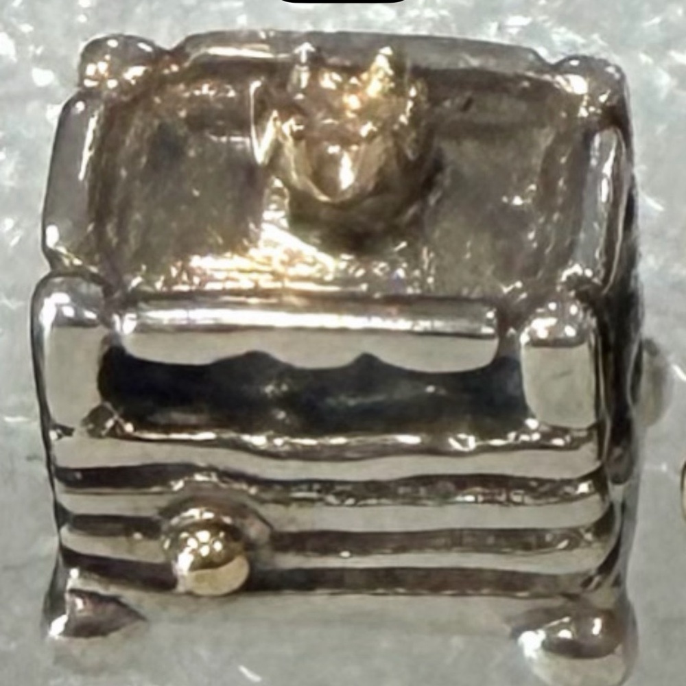 Silver and 14ky gold Princess and the Pea charm